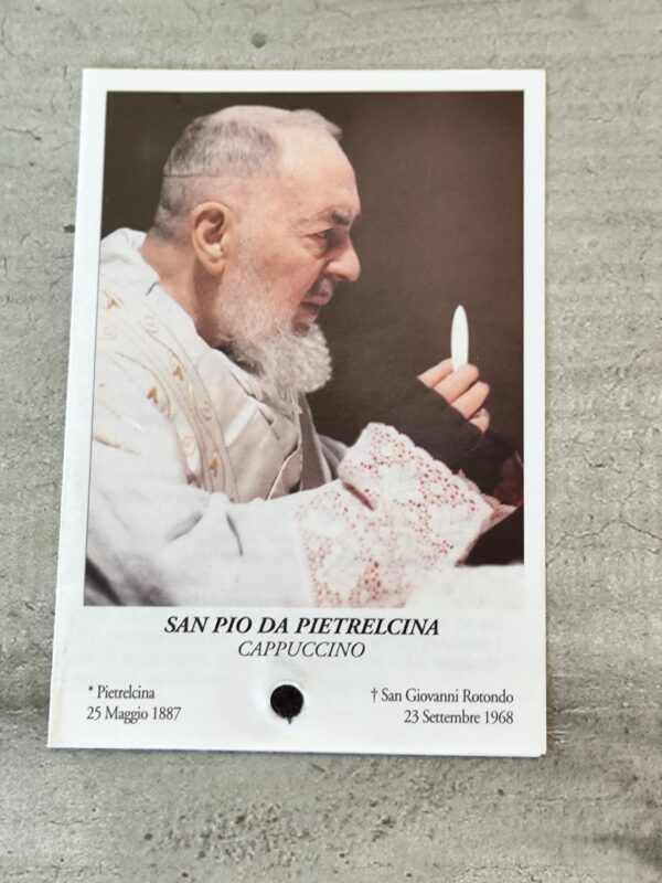 carte relique de  padre pio