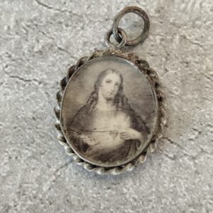 Rare médaille religieuse sainte Geneviève et Jésus Christ
