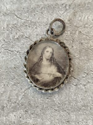 Rare médaille religieuse sainte Geneviève et Jésus Christ