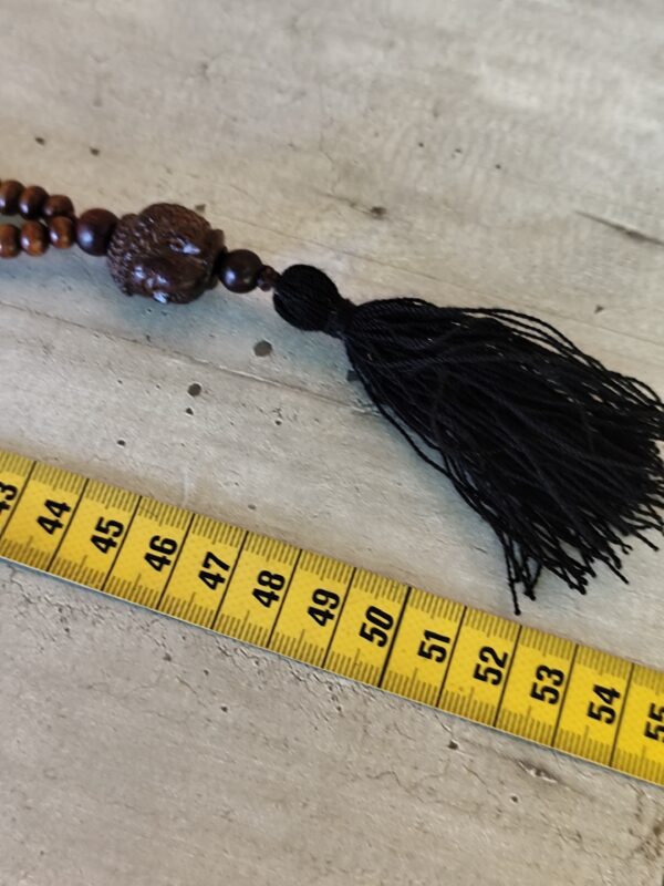 Collier mala en bois avec tête de Bouddha en bois – Image 6