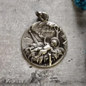 Antique médaille religieuse française de Jésus Christ  Jérusalem de couleur argent