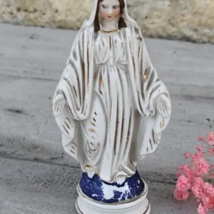 Antique statue religieuse de la vierge marie en porcelaine