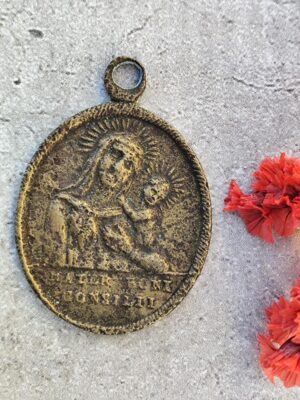 Rare médaille religieuse notre dame du bon conseil et fili prabe cor tum