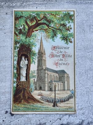 Antique carte religieuse de notre dame du chêne