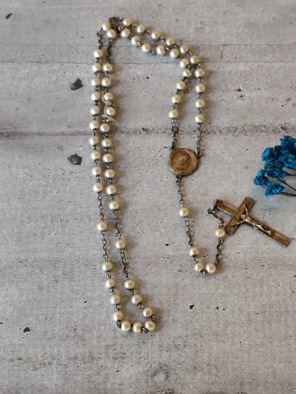 Antique chapelet religieux de perles de la Vierge Marie – Image 7