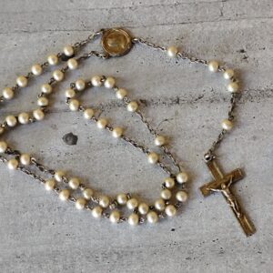 Antique chapelet religieux de perles de la Vierge Marie
