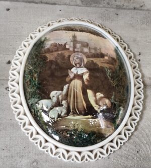 Rare cadre ancien de sainte Germaine signé RPH Besson.