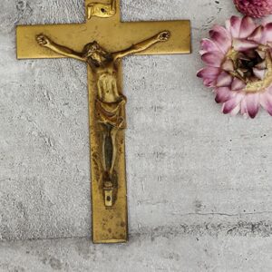 Antique croix pectorale jésus Christ crucifix en bronze