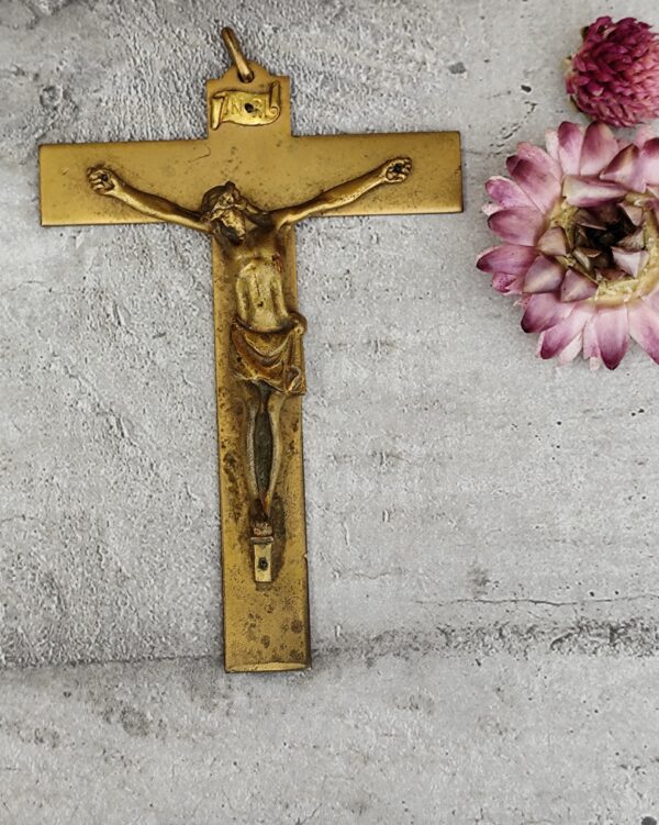 Antique croix pectorale jésus Christ crucifix en bronze