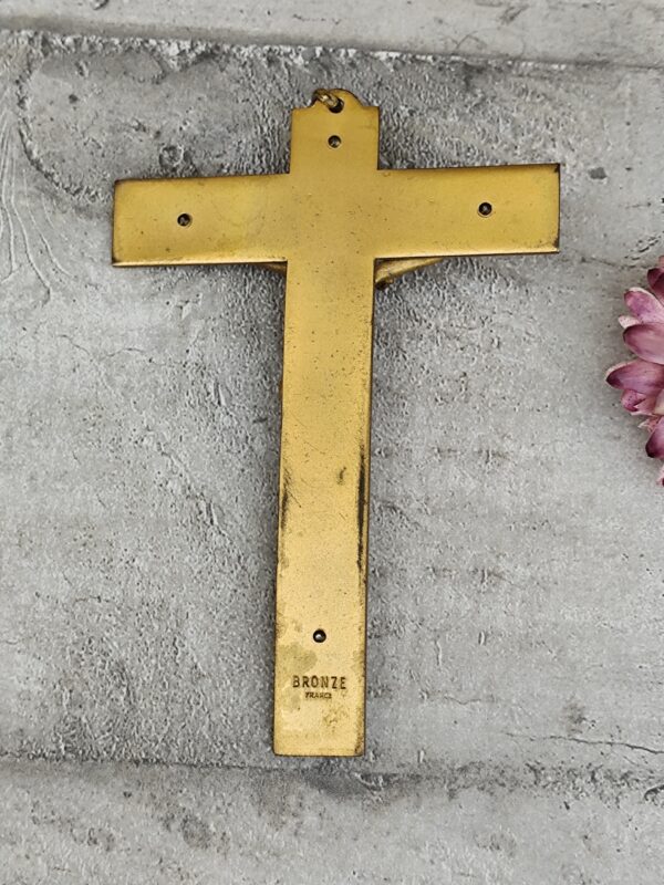 Antique croix pectorale jésus Christ crucifix en bronze – Image 4