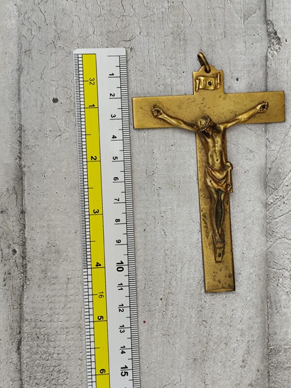 Antique croix pectorale jésus Christ crucifix en bronze – Image 6