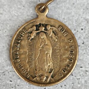 Antique médaille religieuse notre dame de guadalupe et le pape puis XI en bronze