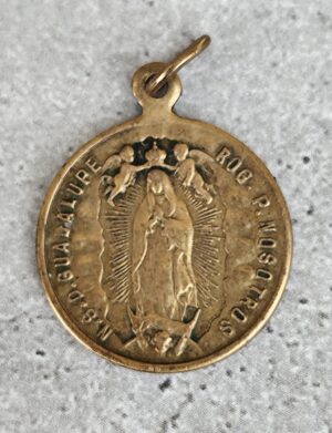 Antique médaille religieuse notre dame de guadalupe et le pape puis XI en bronze