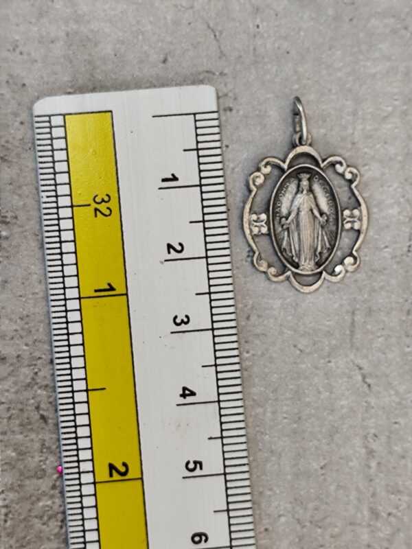 Rare ancienne medaille religieuse de san Damiano notre dame des roses de couleur argent – Image 3