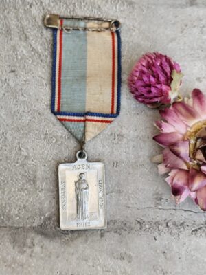 Antique médaille religieuse de saint etienne agen et de notre dame de Bon encontre