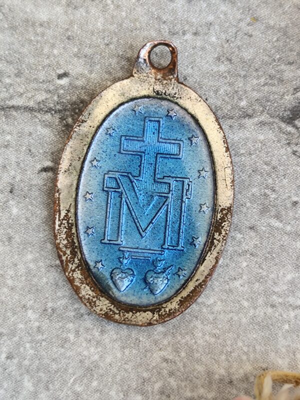 Ancienne médaille miraculeuse de la vierge Marie en email. – Image 2