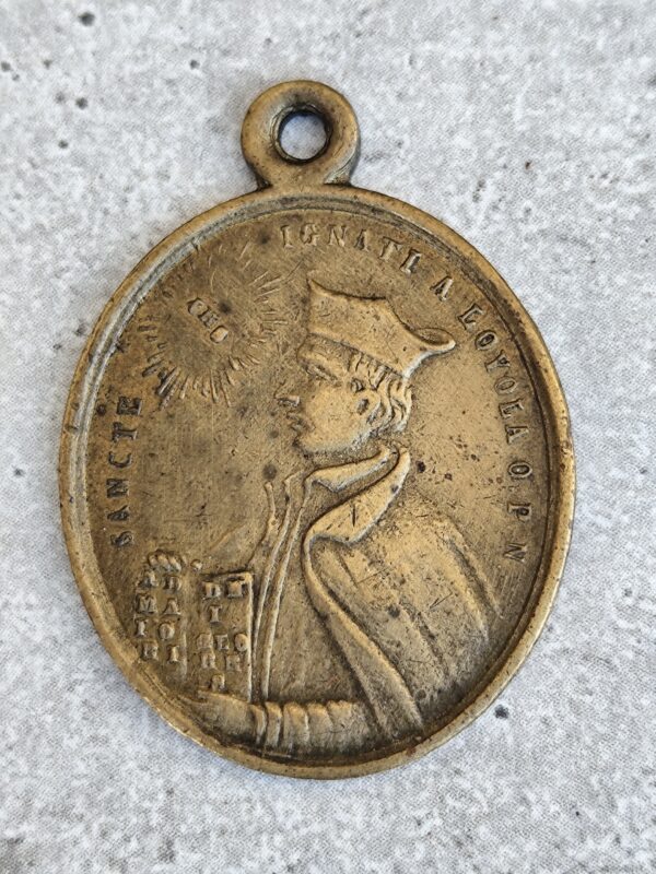 Ignace de Loyola, Ancienne Médaille Religieuse, Saint Ignace Loyola, Société Catholique de Jésus, jésuite de protection des prêtres – Image 2