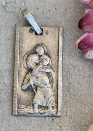 Antique médaille religieuse de saint Christophe en argent