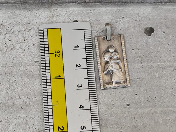 Antique médaille religieuse de saint Christophe en argent – Image 2