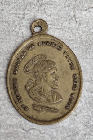 Antique médaille religieuse de saint Joseph en laiton