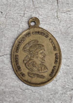 Antique médaille religieuse de saint Joseph en laiton.