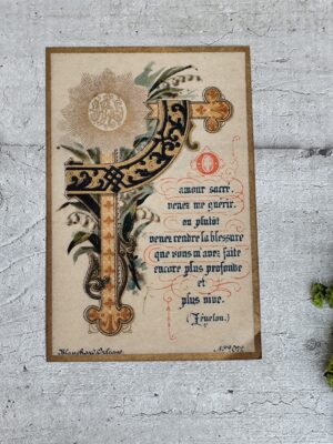 Antique carte religieuse amour sacré venez me guérir.