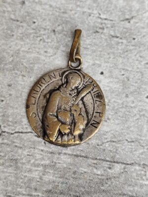 Antique médaille religieuse de Saint Laurent