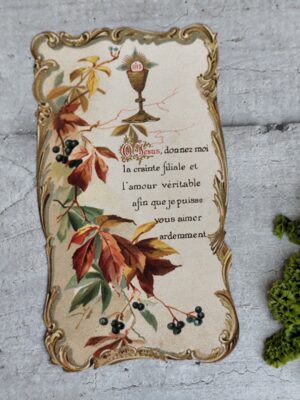 Antique carte religieuse de première communion 1912