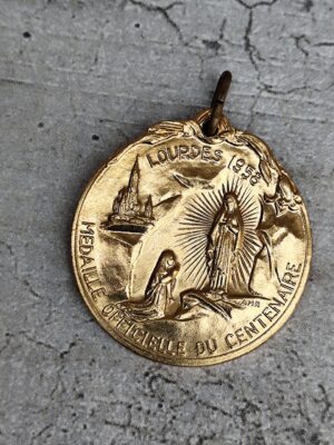 Antique médaille religieuse de lourdes médaille officielle du centenaire