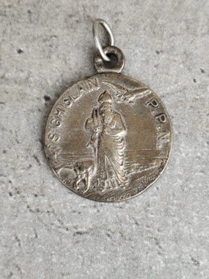 Antique médaille religieuse de saint Ghislain.