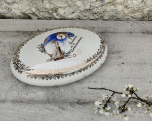 Ancienne boîte de communion – Porcelaine de Limoges – Souvenir religieux vintage