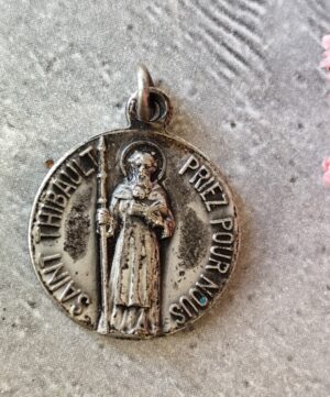 Médaille ancienne de Saint Thibault – métal patiné – médaille religieuse rare