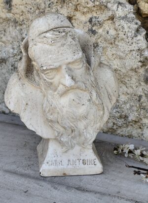 Buste ancien en plâtre – Marie Antoine – sculpture signée M. Lance Toulouse – art sacré français – objet religieux vintage