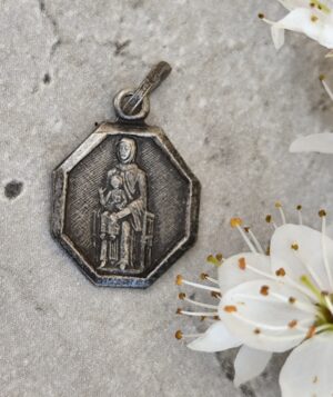 Médaille ancienne Notre‑Dame d’Estours – Haute‑Loire – Antique religieux français