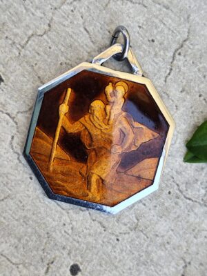Médaille Saint Christophe Vintage – Pendentif Protecteur – Saint Patron des Voyageurs – Bijou Religieux Ancien