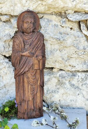Statue ancienne en bois sculpté – Saint ou figure sacrée – Art religieux vintage