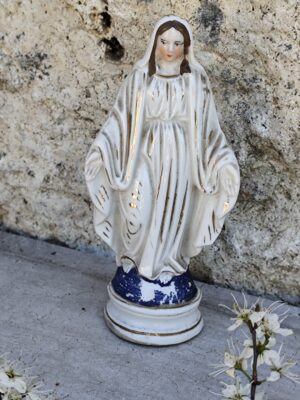 Statue Vierge Marie porcelaine – Figurine religieuse vintage – Décoration spirituelle maison