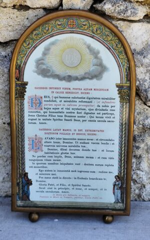 Canon ancien de messe,Cadre religieux ancien • Texte liturgique latin • IHS Eucharistie • Décorations sacrées vintage • Objet spirituel catholique