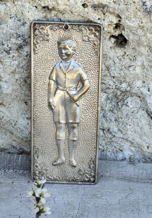 Ex‑voto ancien en métal • Plaque votive vintage • Art religieux décoratif