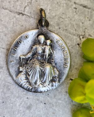 Médaille Virgo Carmeli & Jésus‑Christ – Talisman religieux ancien