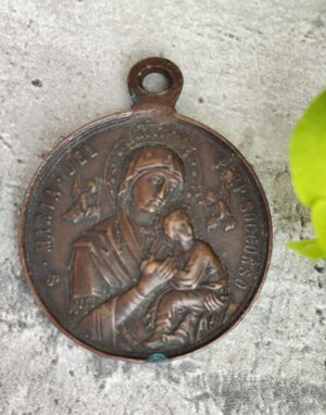 Médaille en Cuivre – Jésus-Christ Passion & Notre-Dame du Perpétuel Secours Objet spirituel – Protection – Héritage sacré