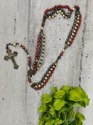 Rare Chapelet Religieux – 3 Couleurs – Croix “Dieu et Patrie”
