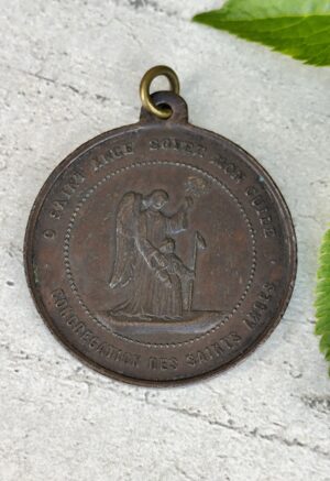 Médaille ancienne – O Saint Ange soyez mon guide – Congrégation des Saints Anges