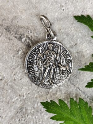 Médaille religieuse ancienne – Saint Hubert & Saint Antonius – Protecteurs des animaux