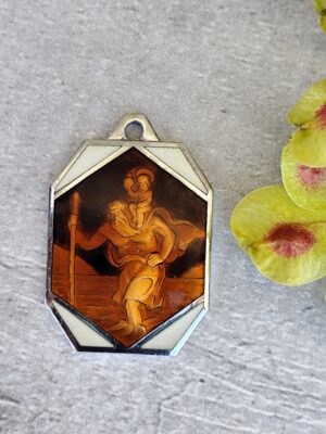Médaille religieuse de Saint Christophe en émail Protection – Voyage – Héritage spirituel