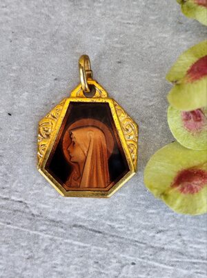 Médaille religieuse vintage – Saint Christophe & Vierge – Protection du voyageur