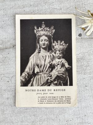 Carte religieuse ancienne – Notre‑Dame du Refuge – Prière & texte du Vénérable Cestac