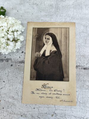 Carte ancienne – Sainte Bernadette – prière manuscrite – début XXᵉ siècle