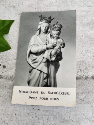 Carte religieuse ancienne — Notre‑Dame du Sacré‑Cœur, priez pour nous (300 jours d’indulgence)
