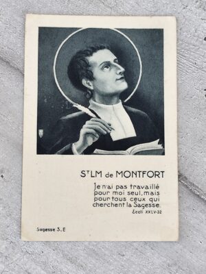 Carte religieuse ancienne – Saint Louis-Marie de Montfort  feuillet commémoratif 1716–1966